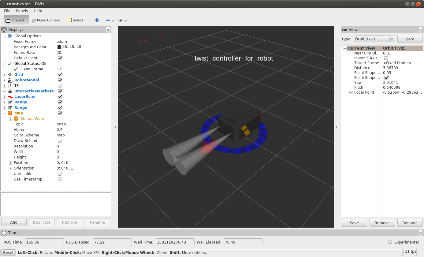 Boxer with laser scanner in rviz.