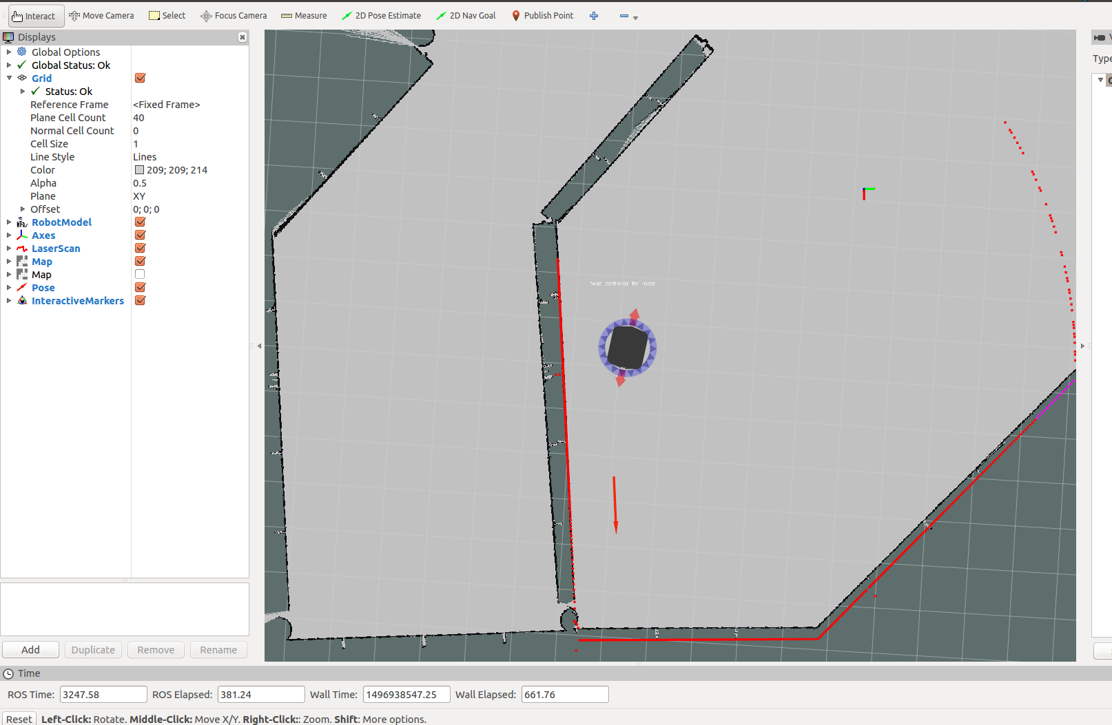 rviz with Ridgeback's gmapping configuration.