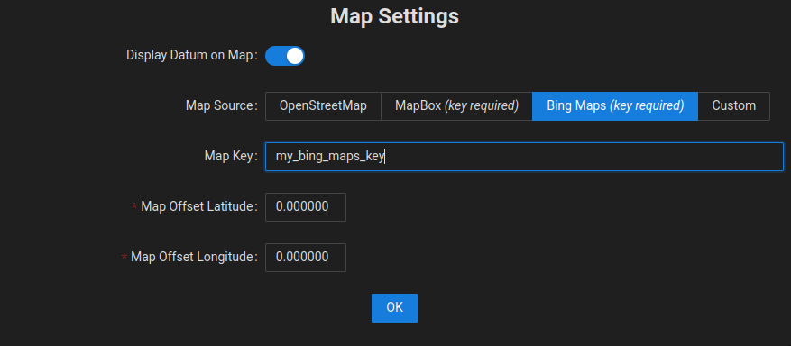 Map Settings Bing