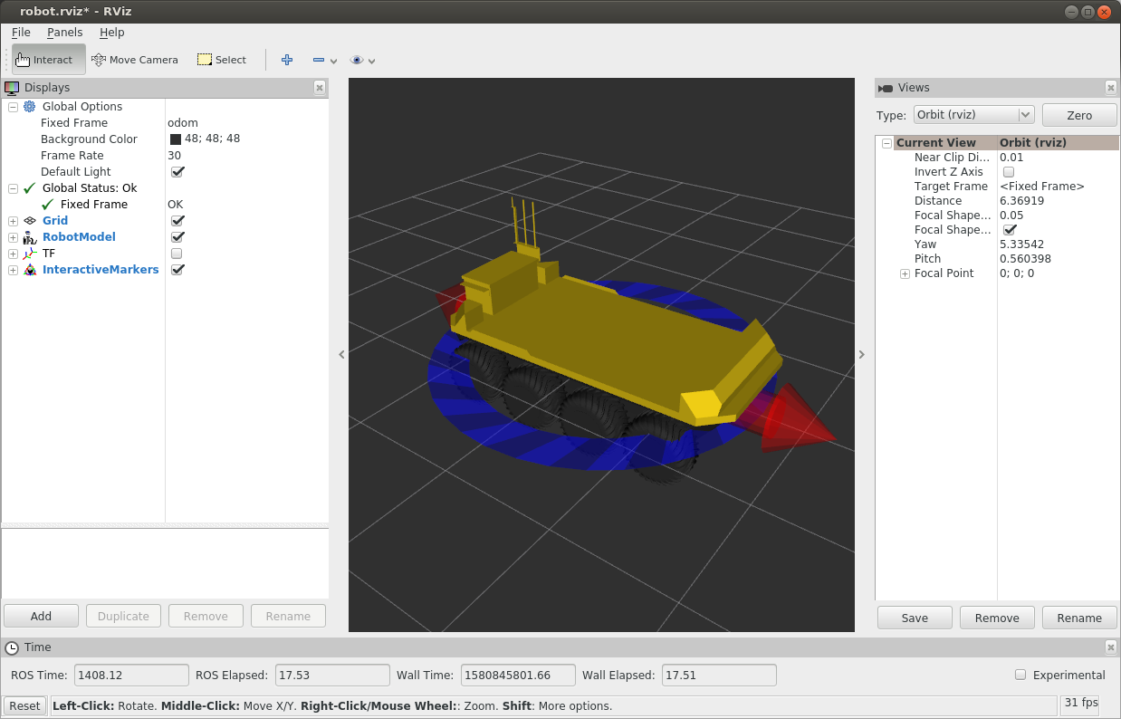 Moose with laser scanner in rviz.