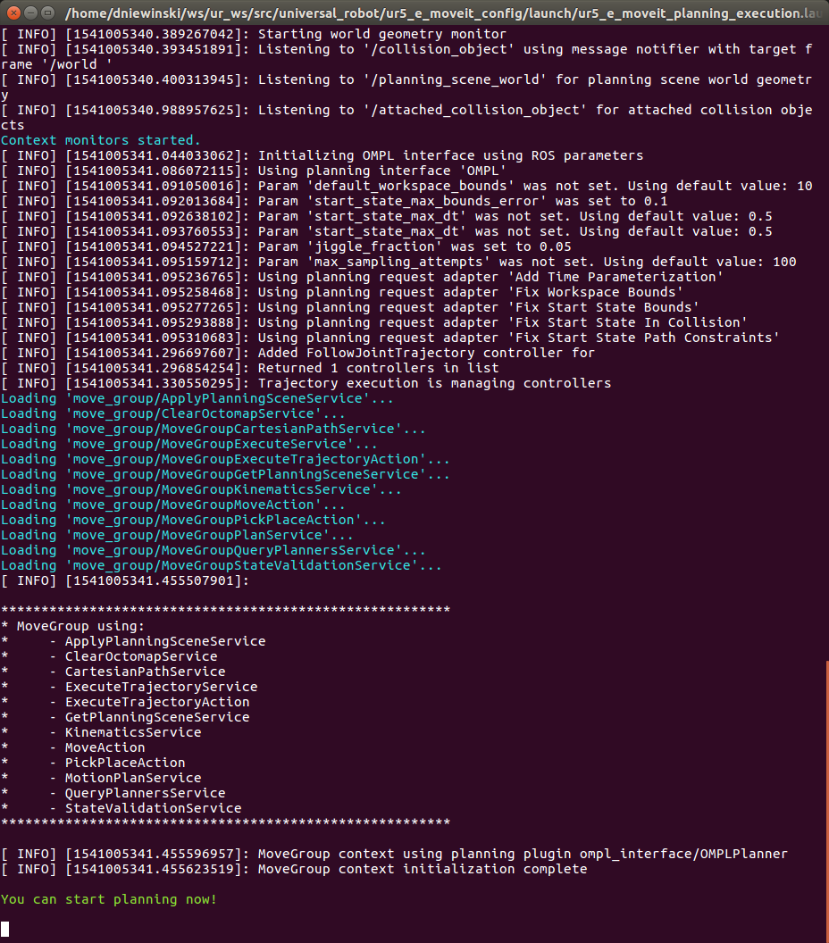 UR MoveIt! Successfully Launched