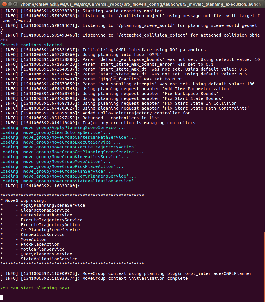 UR MoveIt! Successfully Launched