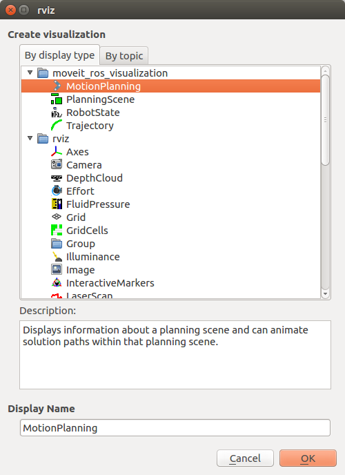 Add MoveIt! MotionPlanning Plugin