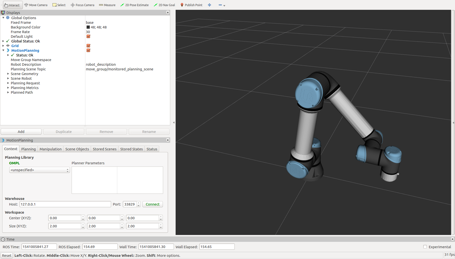 MoveIt! MotionPlanning Plugin Setup