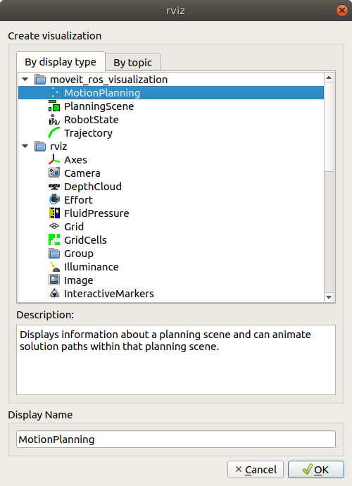 Add the Motion Planning topic to Rviz