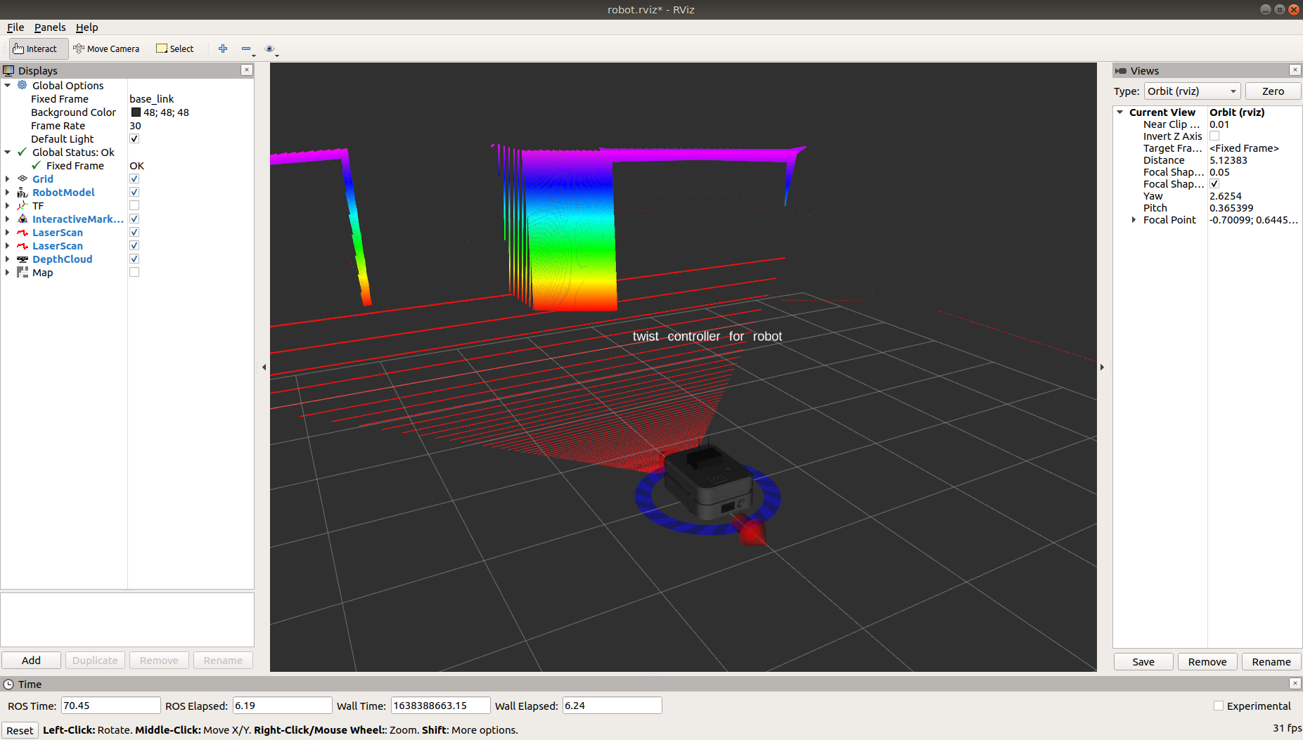 Boxer with laser scanner in rviz.