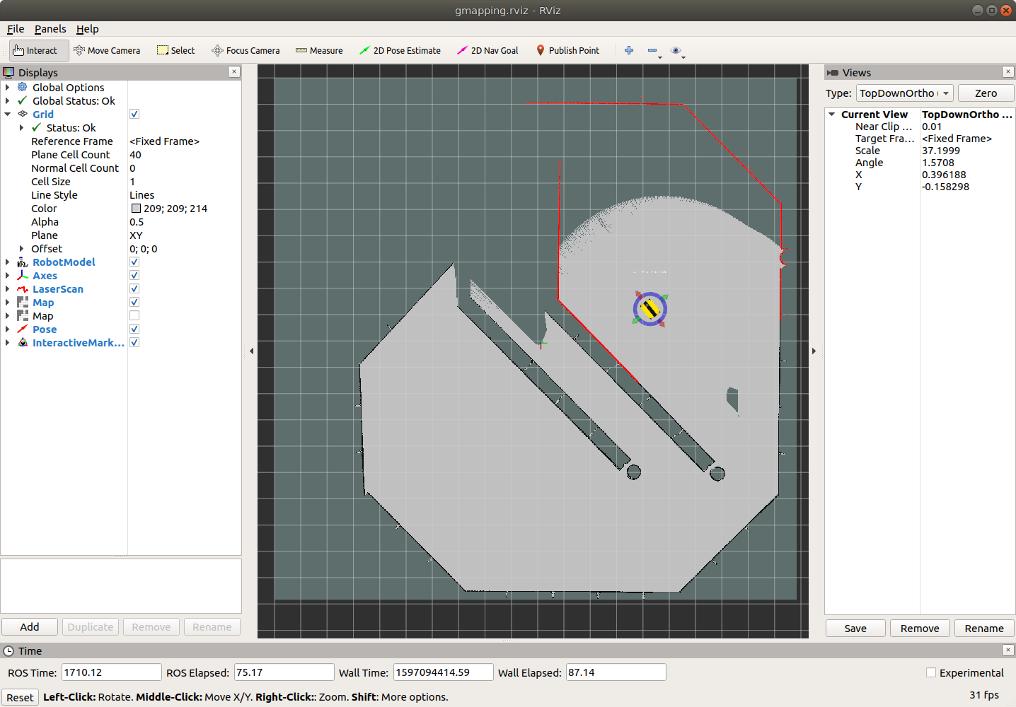 rviz with Dingo's gmapping configuration.